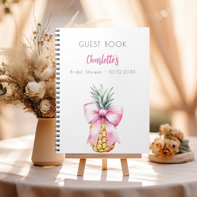 Guest book  Bridal Shower pink bow pineapple (Creator Uploaded)