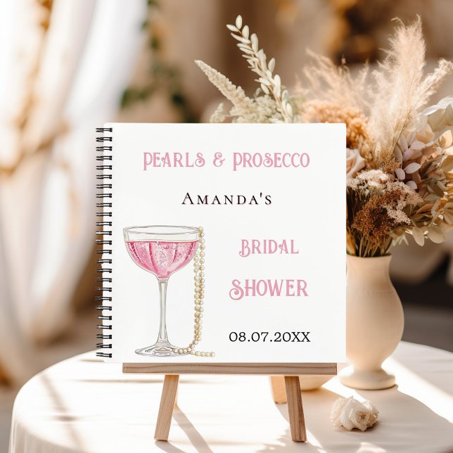 Guest book bridal shower pink pearl prosecco  (Creator Uploaded)