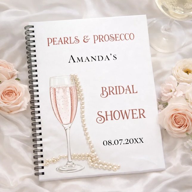 Guest book bridal shower pink pearls prosecco (Creator Uploaded)