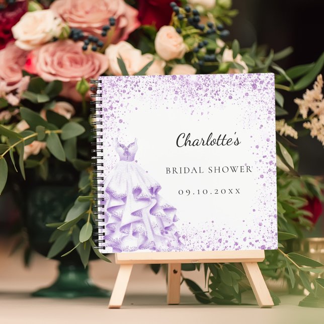 Guest book Bridal Shower violet dress glitter (Creator Uploaded)