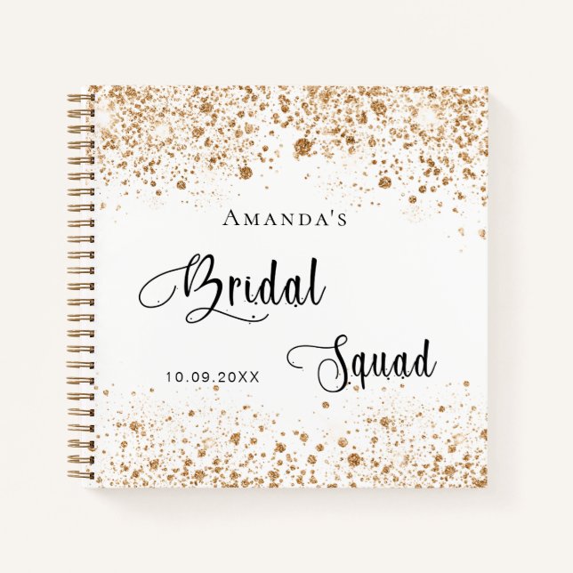 Guest book bride squad white gold glitter (Front)