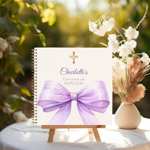 Guest book Confirmation lavender bow cream