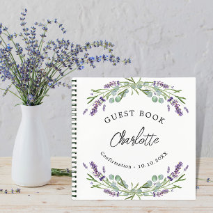 Guest book Confirmation lavender violet eucalyptus
