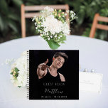 Guest book custom photo black white birthday<br><div class="desc">A classic black background.  Personalise and add a photo,  name,  age.</div>