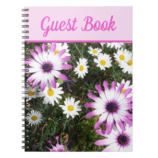 Guest Book Daisy Beautiful Pink floral Flower (Front)