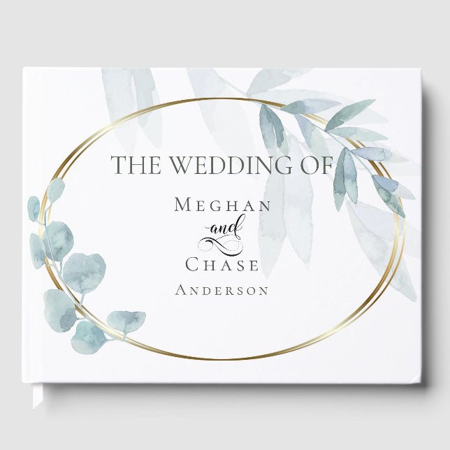 Guest Book | Dusty Blue Watercolor Eucalyptus (Front)