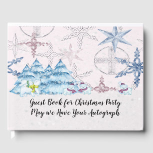 Guest Book for Christmas Party with Snowmen