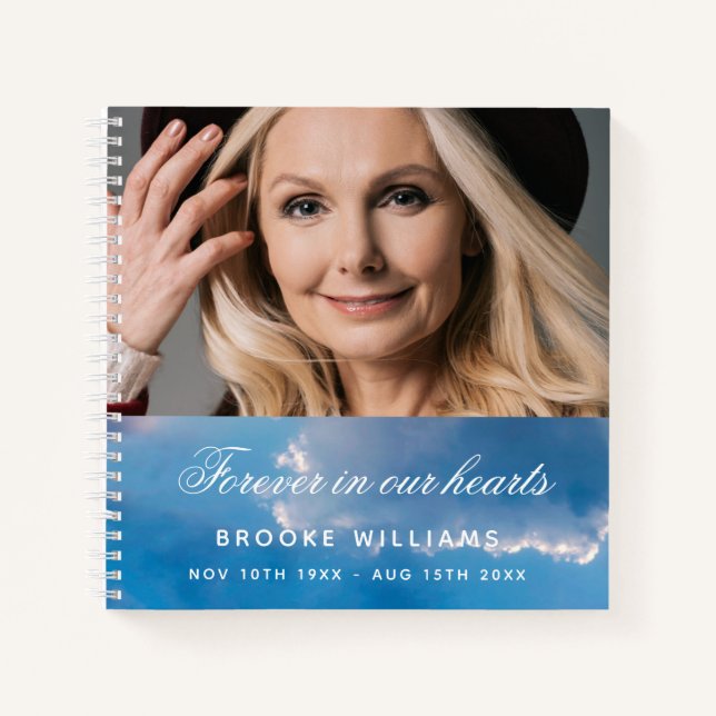 Guest book funeral memorial blue sky photo (Front)