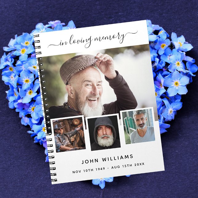 Guest book funeral photo collage white memorial (Creator Uploaded)