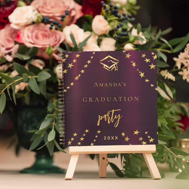 Guest book graduation burgundy gold stars (Creator Uploaded)