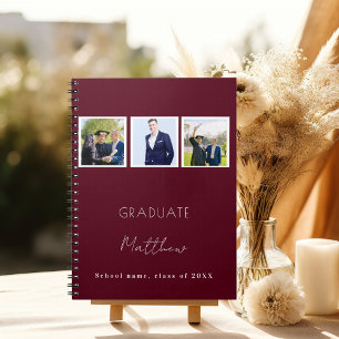 Guest book graduation burgundy photo name