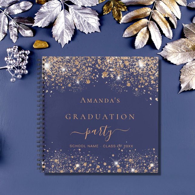 Guest book graduation navy blue gold glitter 2025 (Creator Uploaded)