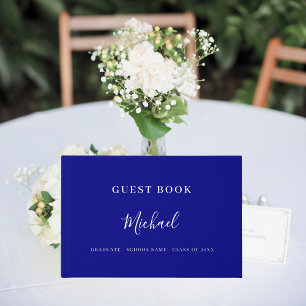 Guest book Graduation Party navy blue silver