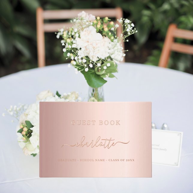 Guest book Graduation Party rose gold pink (Creator Uploaded)