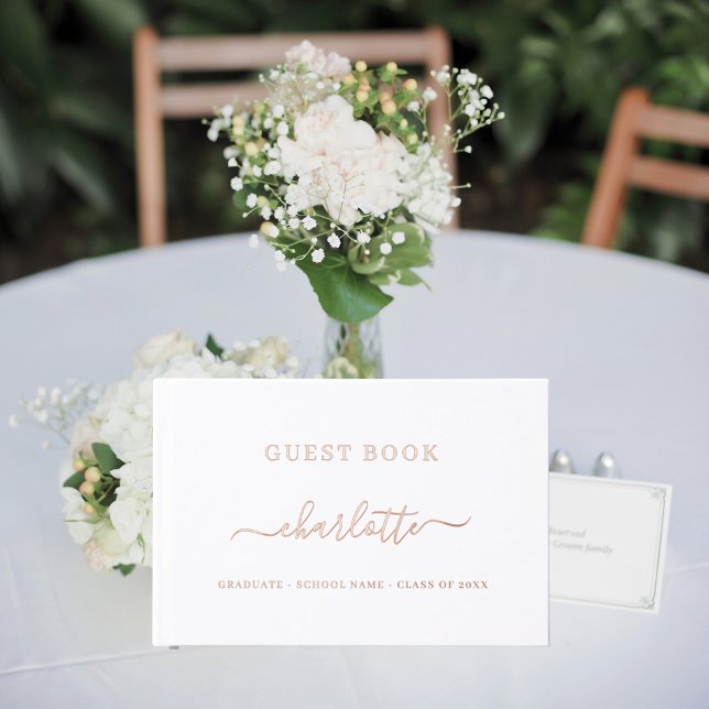 Guest book Graduation Party rose gold white (Creator Uploaded)