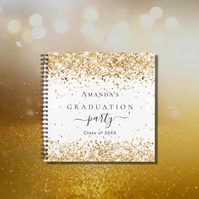 Guest book graduation party white gold glitter (Creator Uploaded)