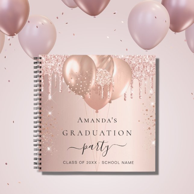Guest book graduation rose gold blush glitter  (Creator Uploaded)