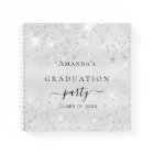 Guest book graduation silver glitter name 2025