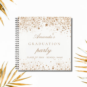Guest book graduation white gold glitter 2023