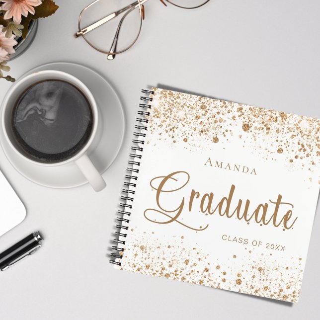 Guest book graduation white gold glitter script (Creator Uploaded)