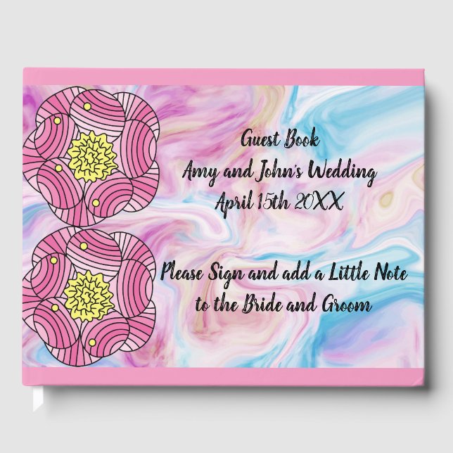 Guest Book in Pink for Bride and Groom (Front)