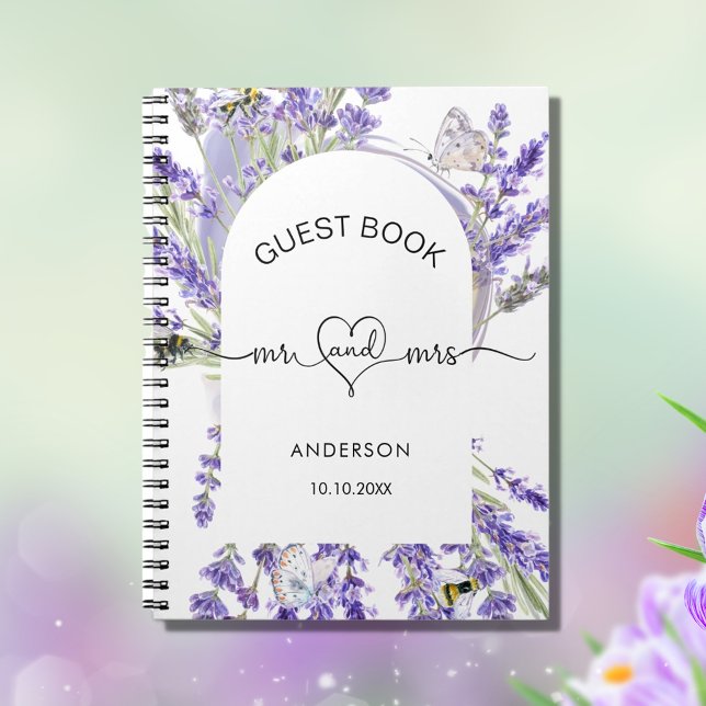 Guest book lavender violet florals mr mrs wedding  (Creator Uploaded)