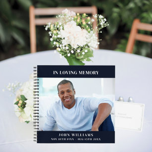 Guest book memorial funeral dark blue photo