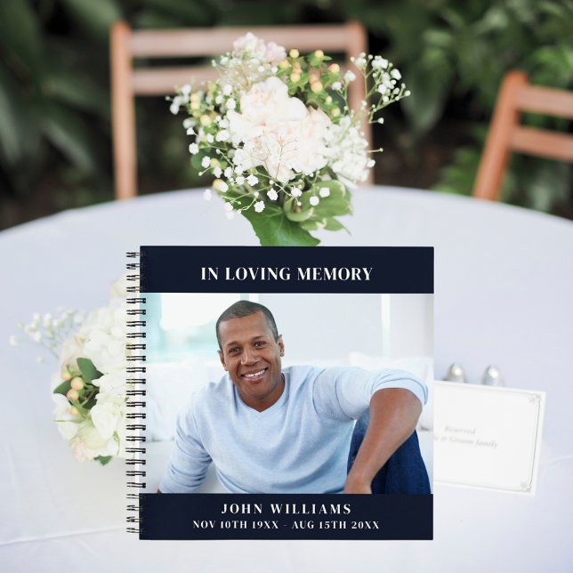 Guest book memorial funeral dark blue photo (Creator Uploaded)