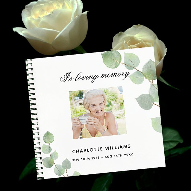 Guest book memorial funeral ecalyptus greenery (Creator Uploaded)