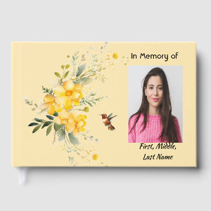 Guest Book Memorial Hummingbird Yellow Roses