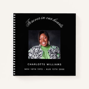 Guest book memorial photo black white