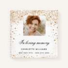 Guest book memorial photo white gold glitter