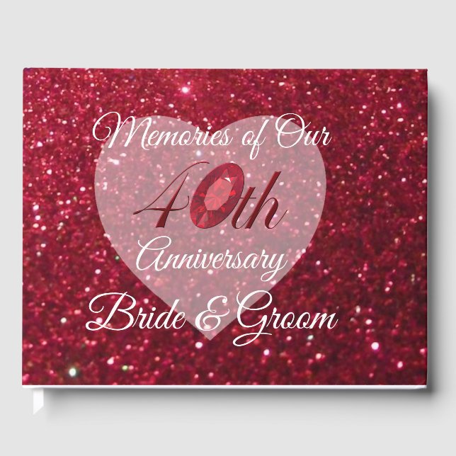 Guest Book - Personalise 40th Anniversary Keepsake (Front)