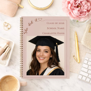 Guest book photo She Did it blush pink Graduation