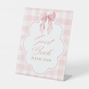 Guest Book Pink Bow Baby Shower Table Sign