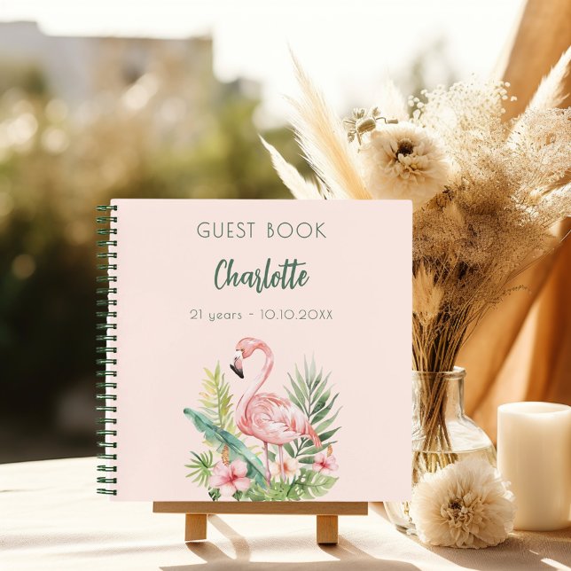 Guest book pink flamingo birthday party (Creator Uploaded)
