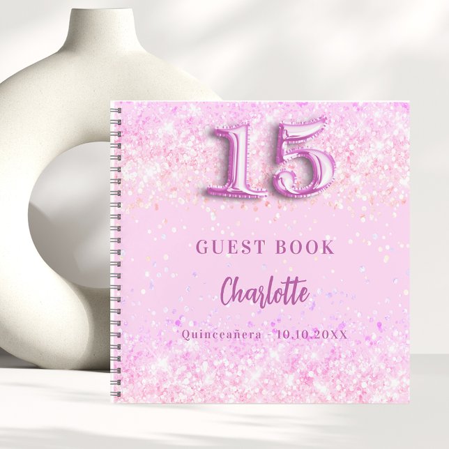 Guest book Quinceanera pink confetti name (Creator Uploaded)