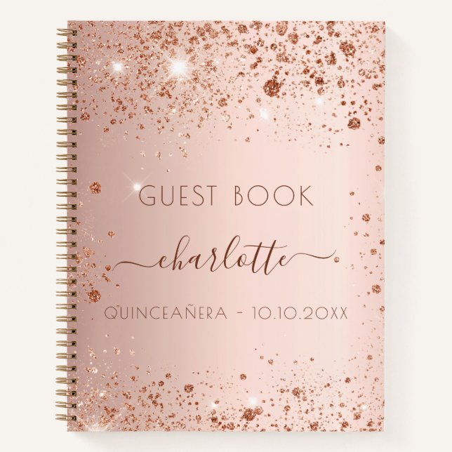 Guest book Quinceanera rose gold blush (Front)