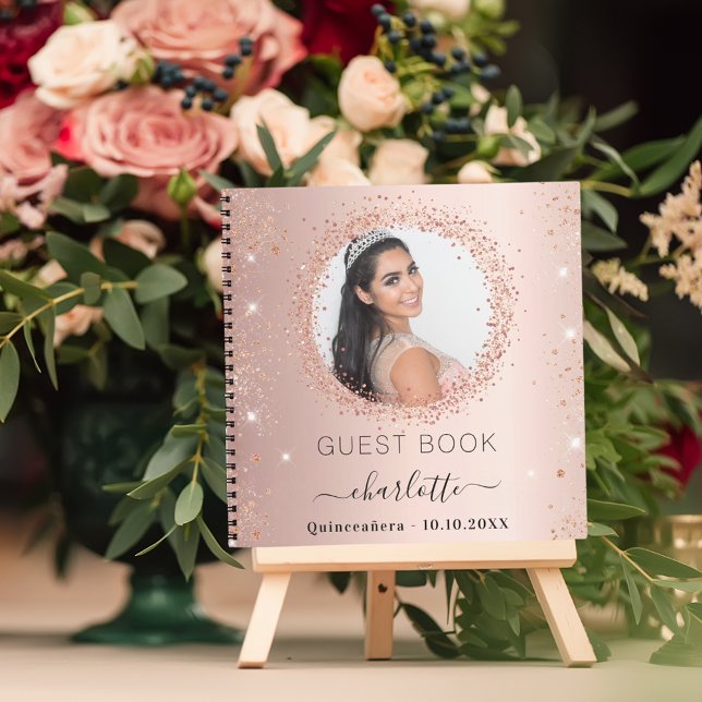 Guest book Quinceanera rose gold blush photo (Creator Uploaded)