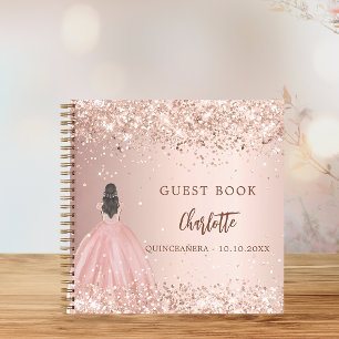 Guest book Quinceanera rose gold dress glitter