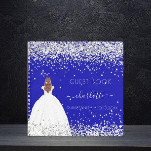 Guest book Quinceanera royal blue dress glitter