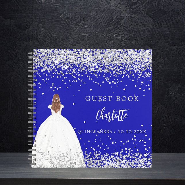 Guest book Quinceanera royal blue dress glitter (Creator Uploaded)