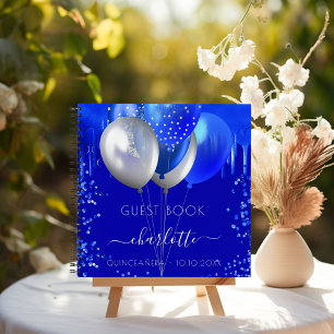 Guest book Quinceanera royal blue drips balloons