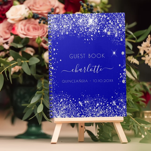 Guest book Quinceanera royal blue silver glitter (Creator Uploaded)