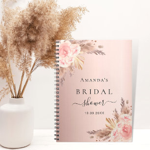 Guest book rose gold florals pampas Bridal Shower