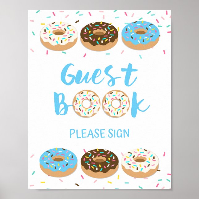 Guest Book Sign Blue Doughnut Sprinkle Sign (Front)