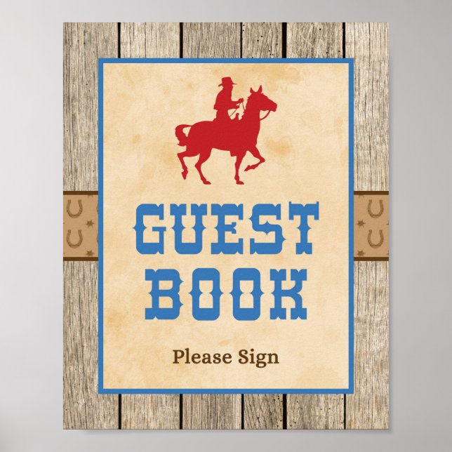Guest Book Sign Cowboy Western Baby Shower (Front)