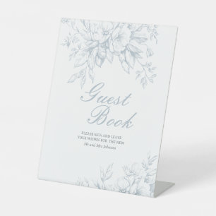 Guest Book Sign Floral Blue Toile Wedding 