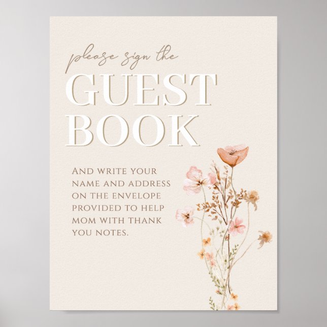 Guest Book Sign For Wildflower Baby Shower (Front)