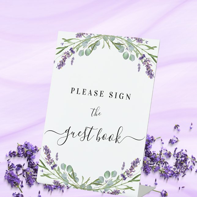 Guest book sign lavender violet floral eucalyptus (Creator Uploaded)